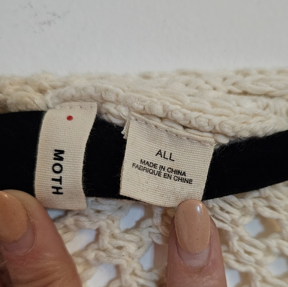 Anthropologie Calipatria Poncho by Moth with Fringe Detail Neutral Tan Cream EUC - Picture 3 of 9